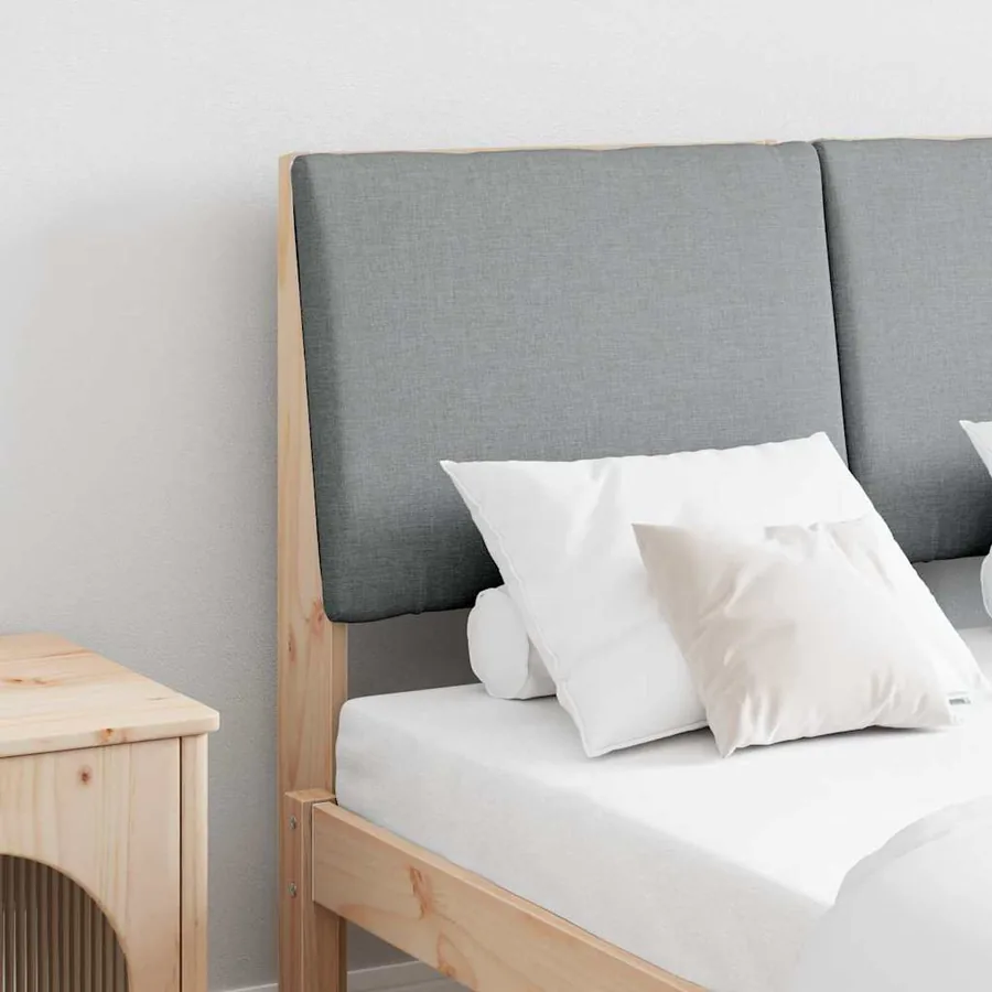 Tête de lit capitonnée Gris clair 120 cm Pin massif