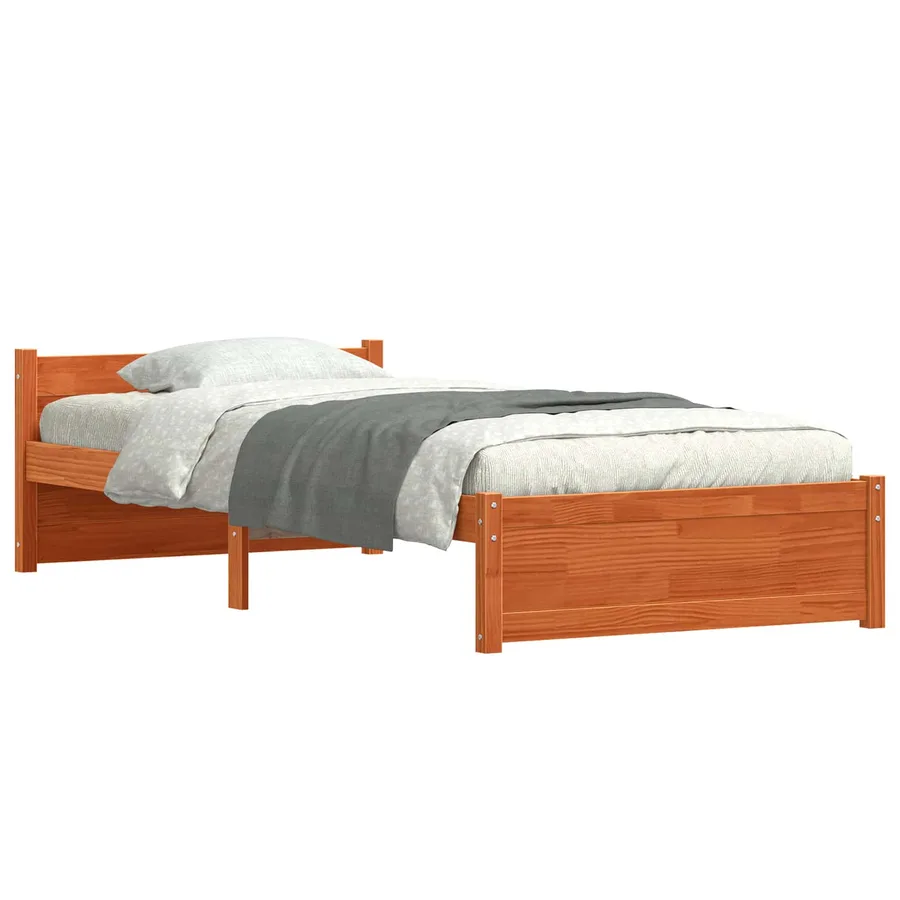 Cadre de lit Brun cire 205.5 x 95.5 x 51 cm Pin massif - 2
