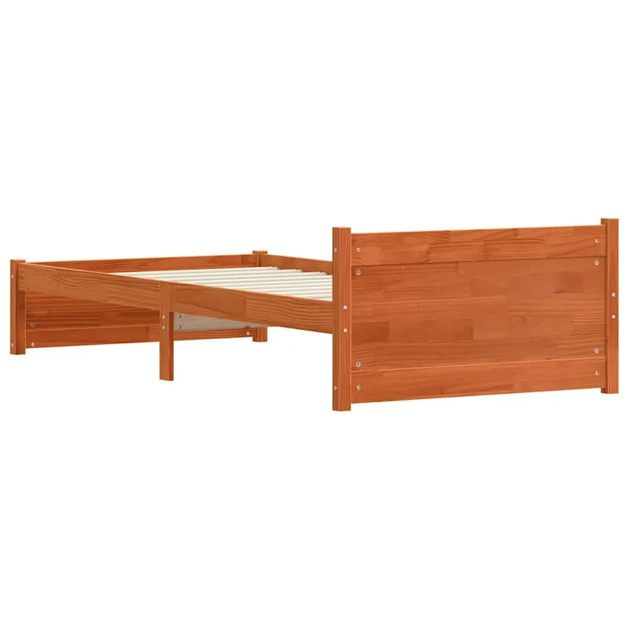 Cadre de lit Brun cire 205.5 x 95.5 x 51 cm Pin massif - 7