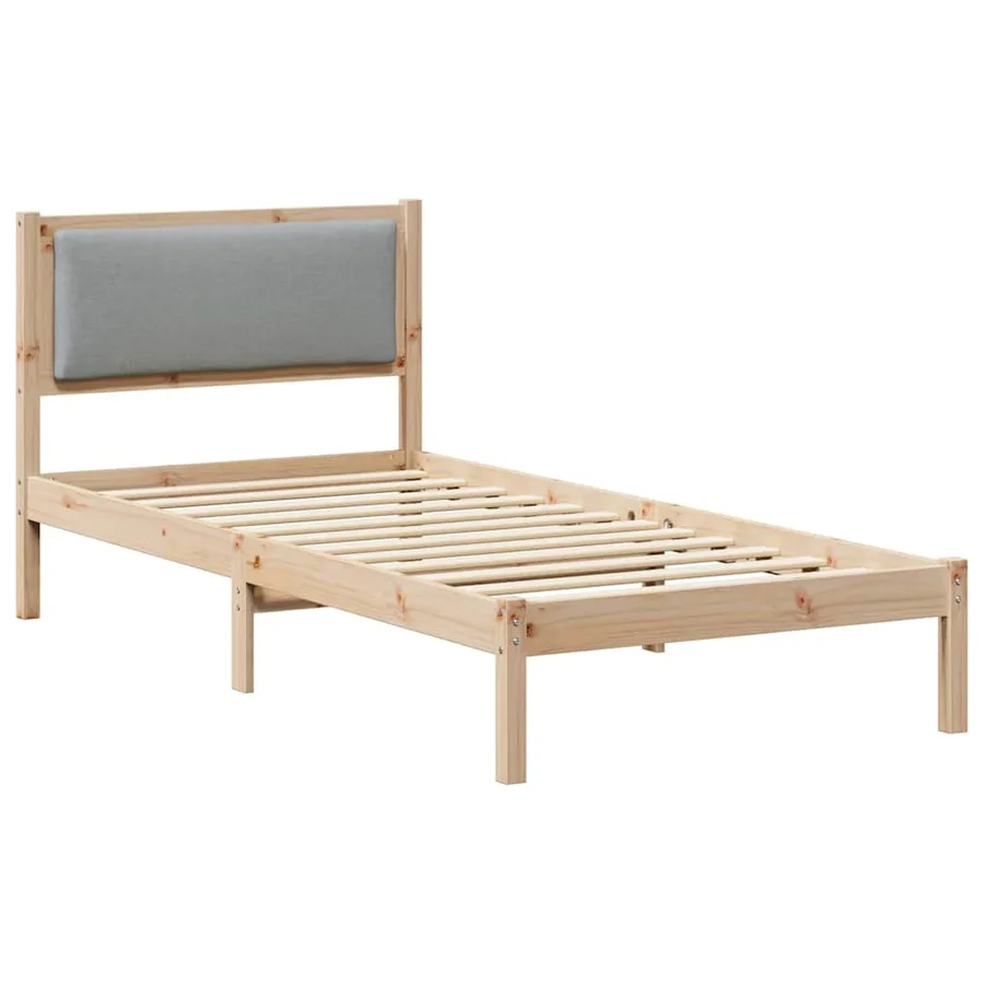 Cadre de lit avec tête de lit Gris clair 90 x 190 cm Pin massif - 2