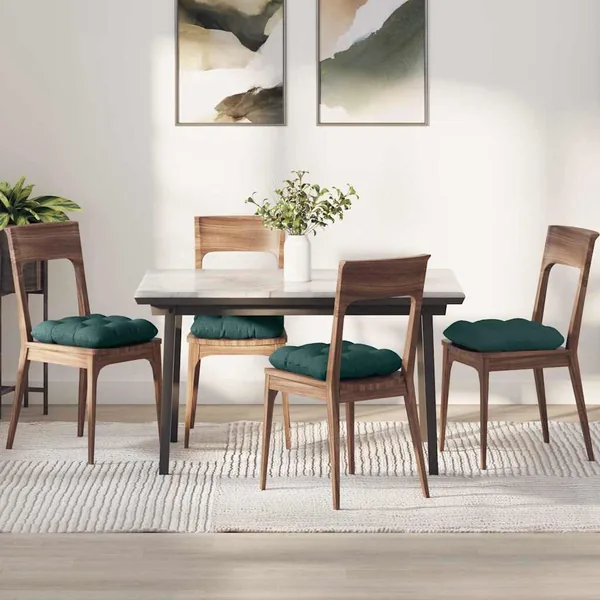 Coussins de siège 4 pcs Vert foncé 40 x 40 x 12 cm tissu
