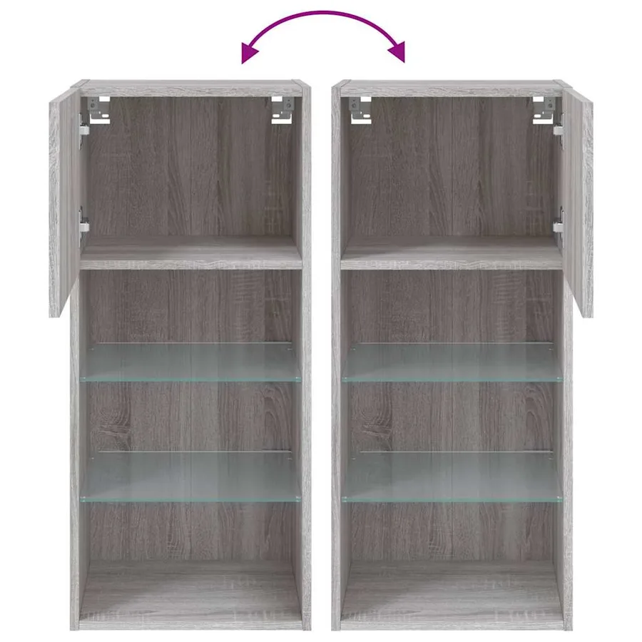 Meuble TV avec lumières LED sonoma gris 40,5x30x90 cm - 12