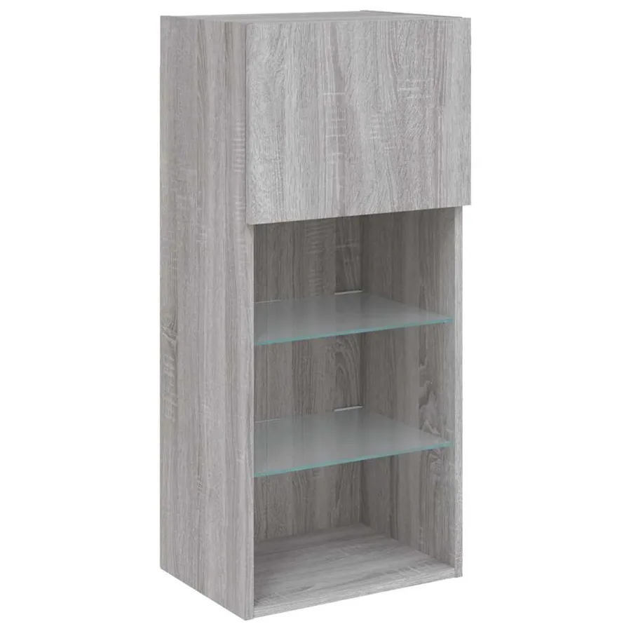 Meuble TV avec lumières LED sonoma gris 40,5x30x90 cm - 7