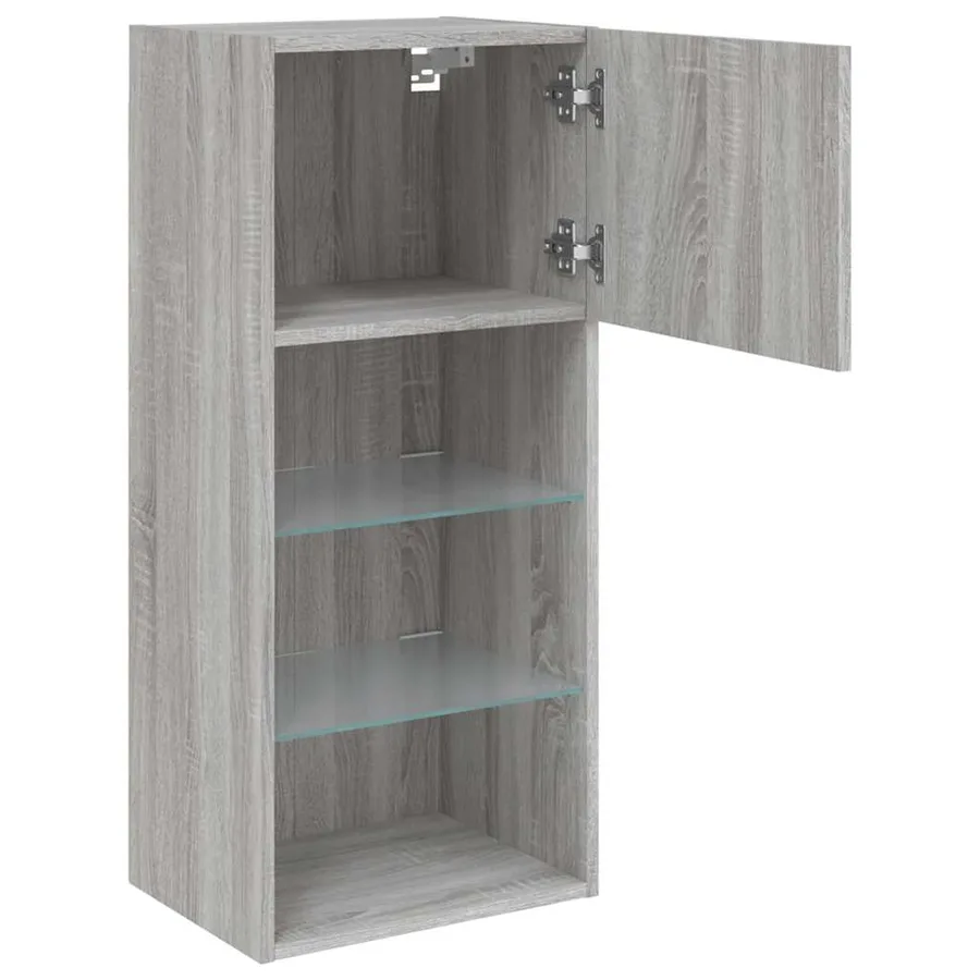 Meuble TV avec lumières LED sonoma gris 40,5x30x90 cm - 8