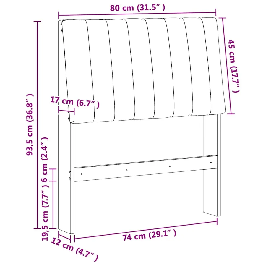 Tête de lit capitonnée Gris foncé 80 cm Pin massif - 11
