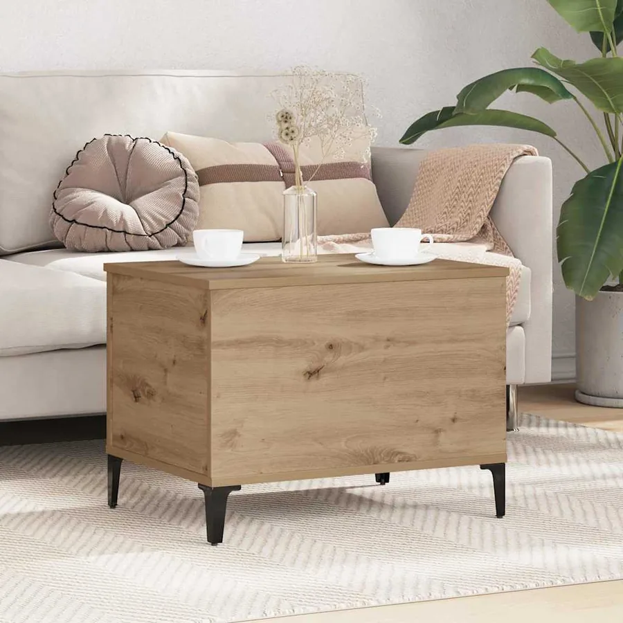 Table basse Chêne artisanal 60 x 44,5 x 45 cm Bois d'ingénierie