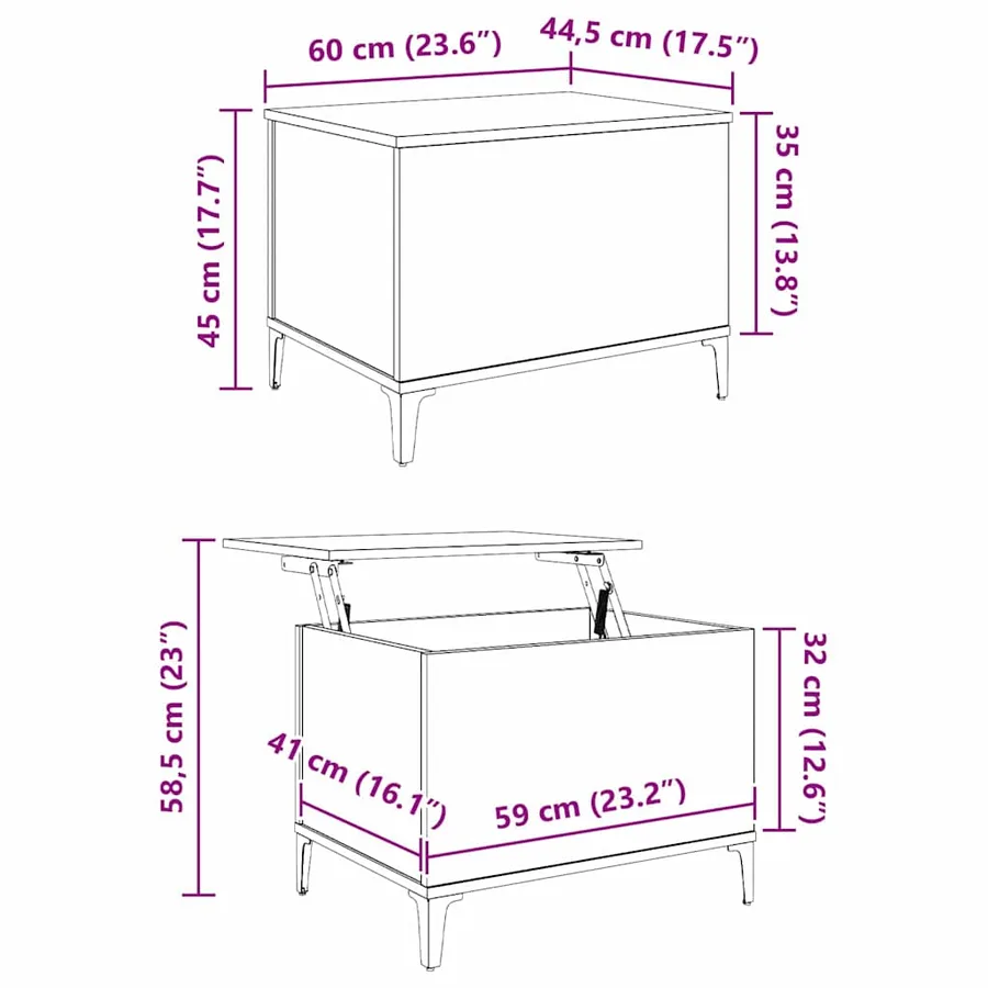 Table basse Chêne artisanal 60 x 44,5 x 45 cm Bois d'ingénierie - 13