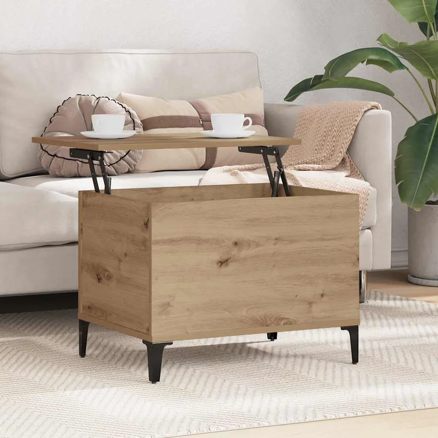 Table basse Chêne artisanal 60 x 44,5 x 45 cm Bois d'ingénierie - 4