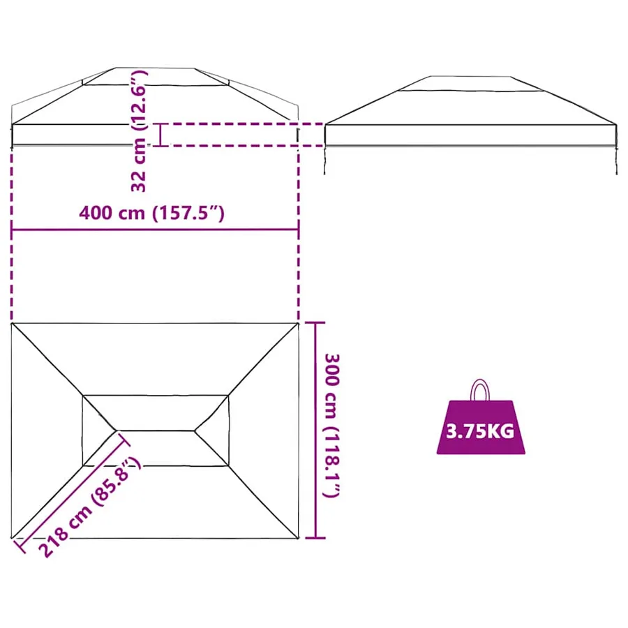 Remplacement de housse de gazebo Transparent 400 x 300 x 32 cm - 9