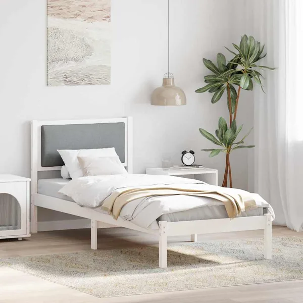 Cadre de lit avec tête de lit Gris clair 80 x 190 cm Pin massif