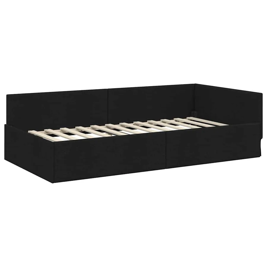 Cadre de lit d'angle Noir 100 cm x 200 cm tissu - 4