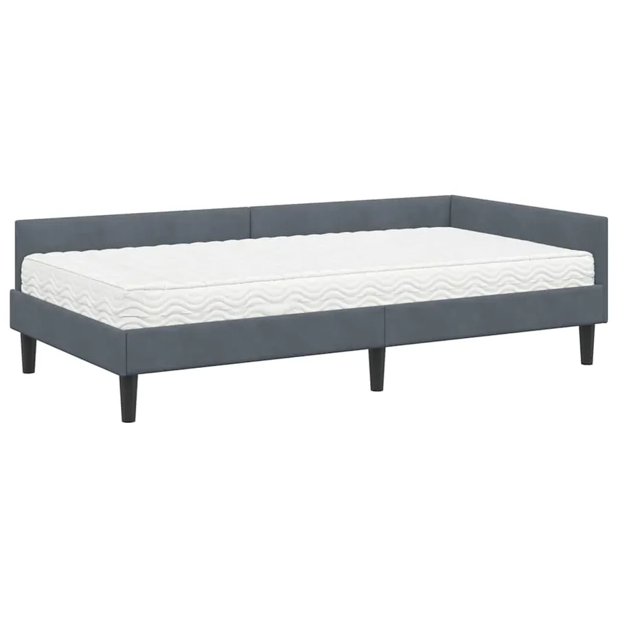 Cadre de lit d'angle avec matelas Autre 2 pcs Gris Velours - 4