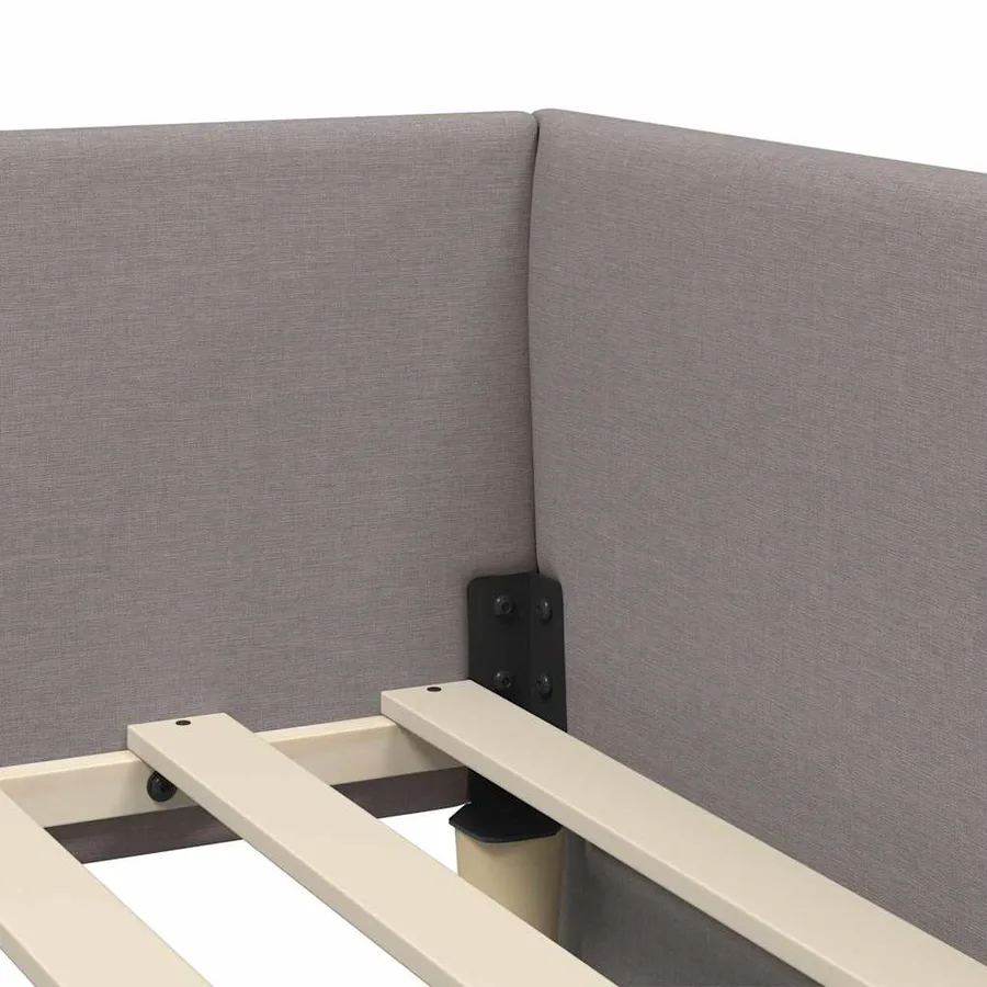 Cadre de lit d'angle avec matelas 2 pcs Taupe tissu - 8