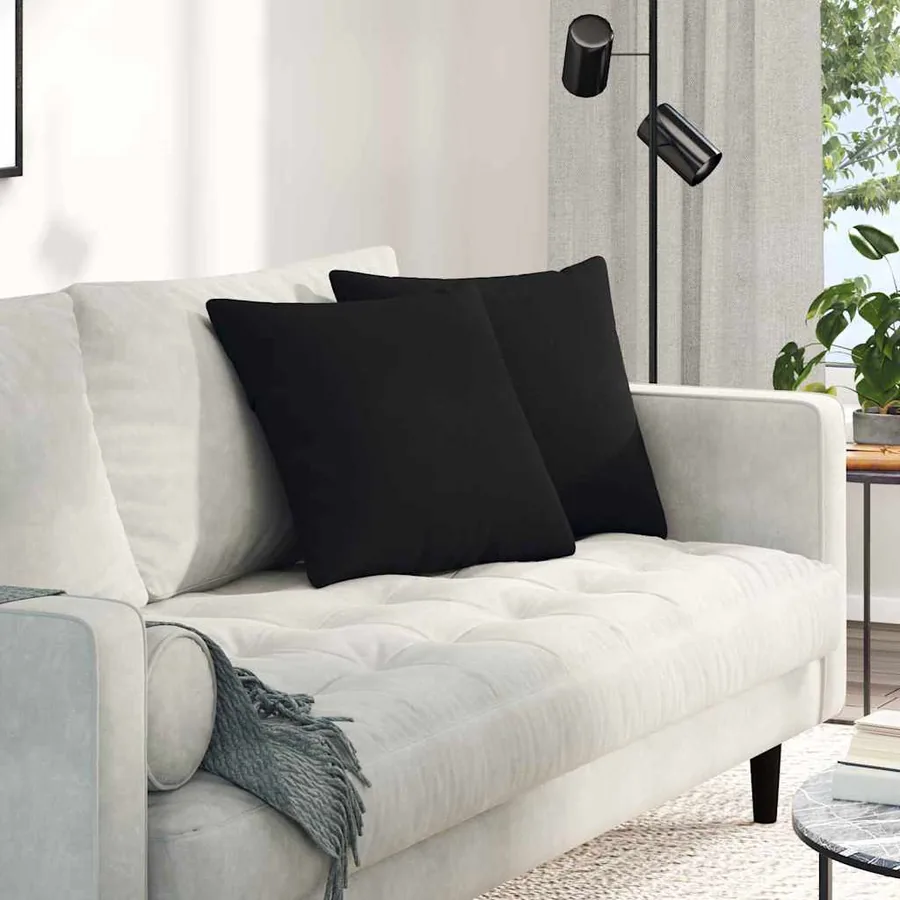 Coussins de canapé 2 pcs Noir 45 x 45 cm tissu