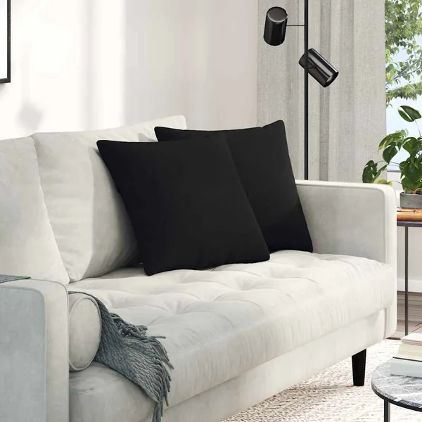 Coussins de canapé 2 pcs Noir 45 x 45 cm tissu