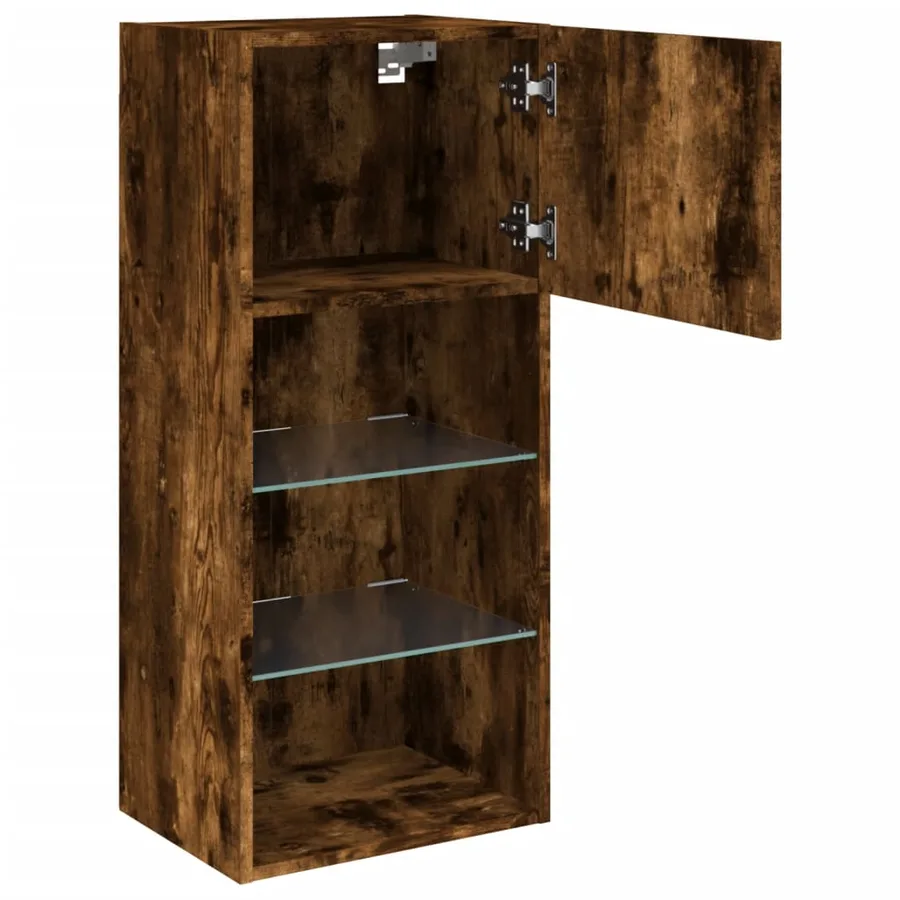 Meuble TV avec lumières LED chêne fumé 40,5x30x90 cm - 8