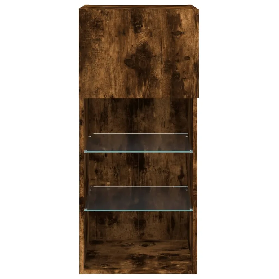 Meuble TV avec lumières LED chêne fumé 40,5x30x90 cm - 9
