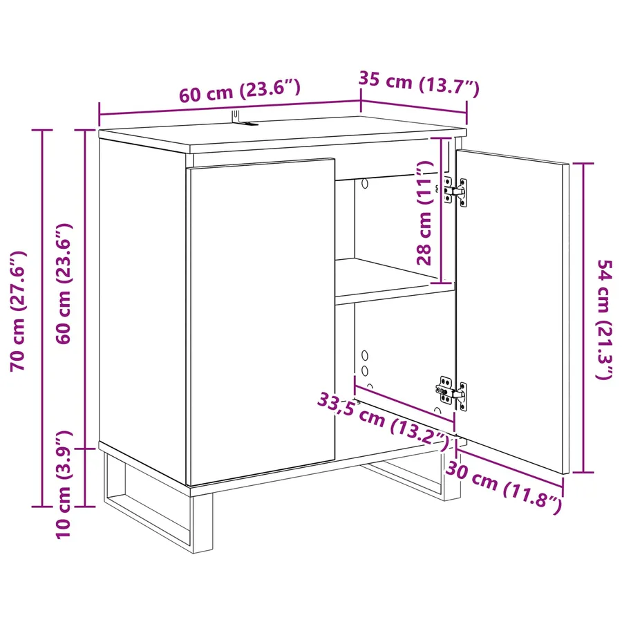 Buffet Chêne artisanal 60 x 35 x 70 cm Bois d'ingénierie - 13