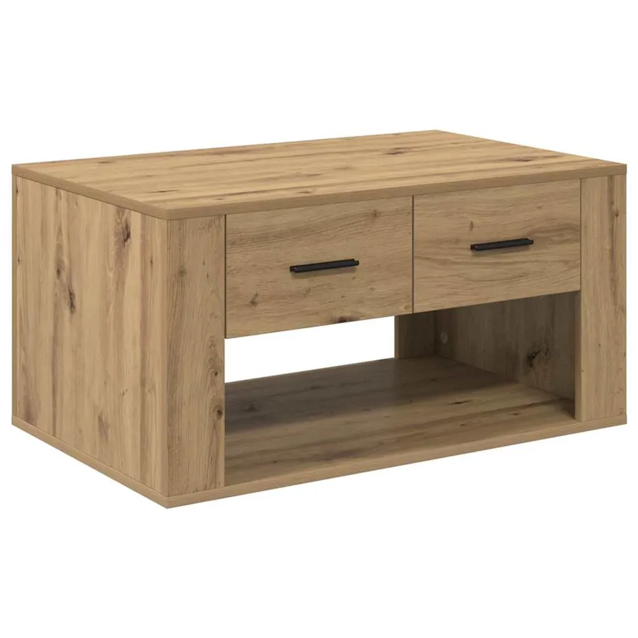 Table basse Chêne artisanal 80 x 50 x 40 cm Bois d'ingénierie - 2