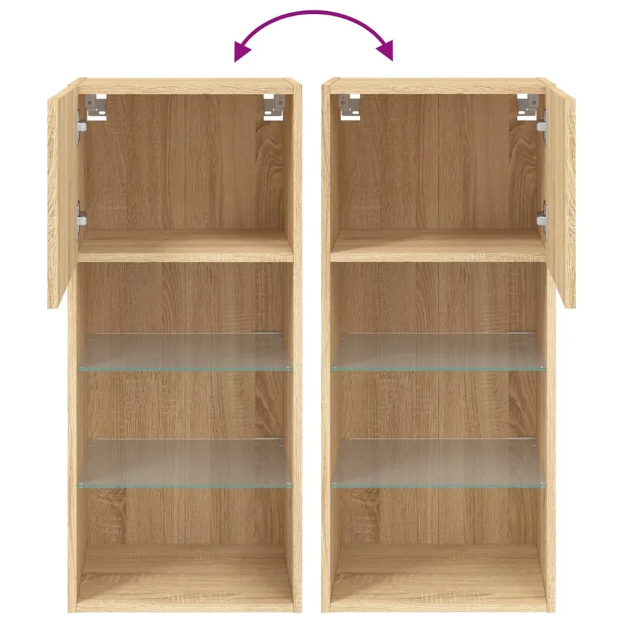 Meuble TV avec lumières LED chêne sonoma 40,5x30x90 cm - 12