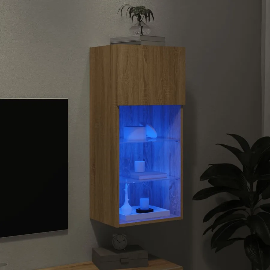 Meuble TV avec lumières LED chêne sonoma 40,5x30x90 cm - 5