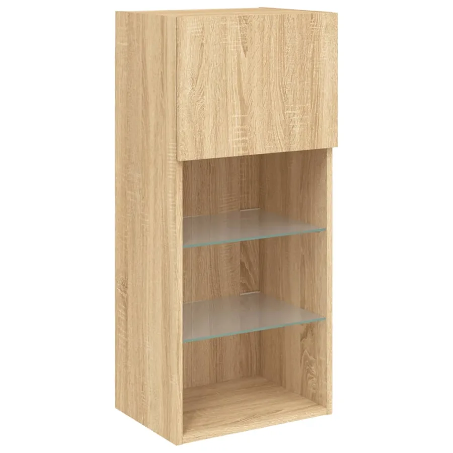 Meuble TV avec lumières LED chêne sonoma 40,5x30x90 cm - 7