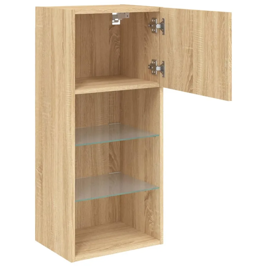 Meuble TV avec lumières LED chêne sonoma 40,5x30x90 cm - 8