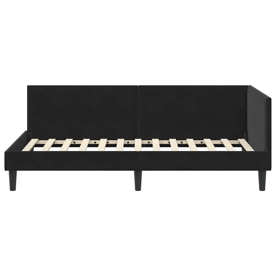 Cadre de lit d'angle Noir 90 cm x 200 cm Velours - 5