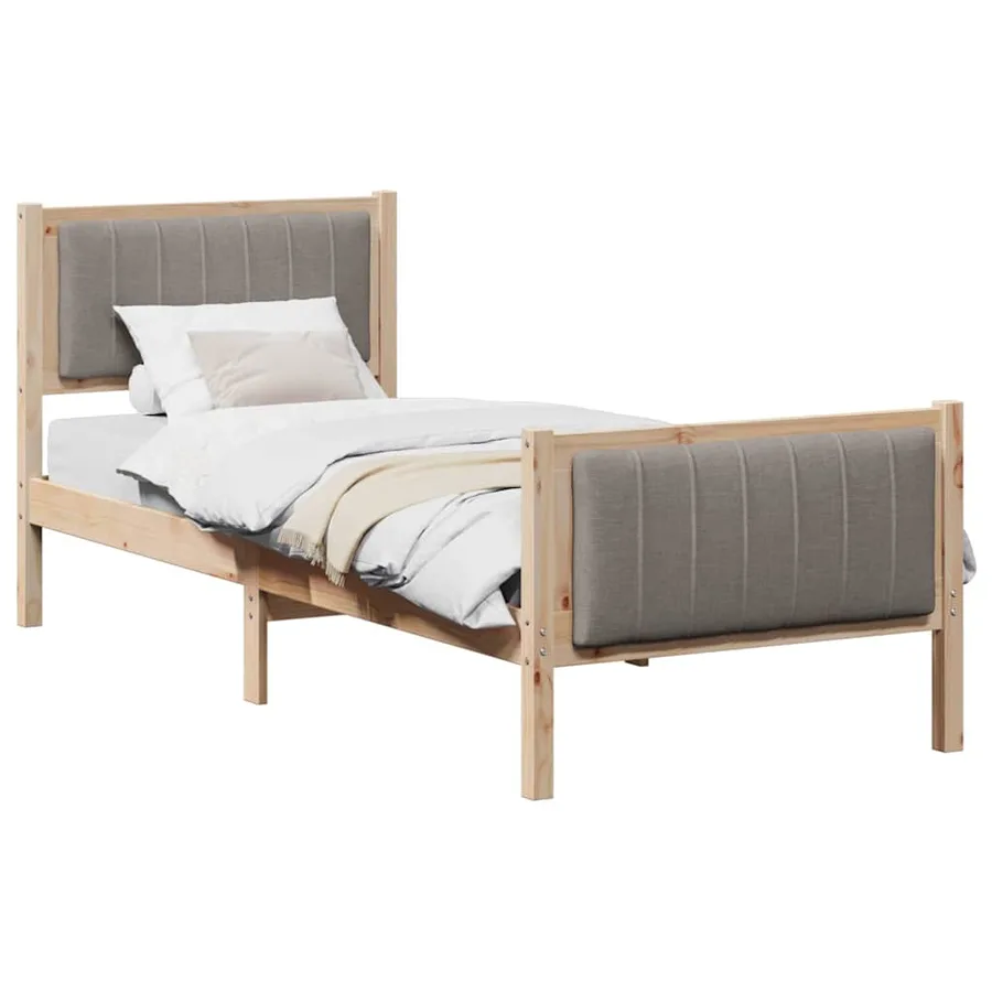 Cadre de lit Marron et taupe 80 x 200 cm Bois massif en pin - 3