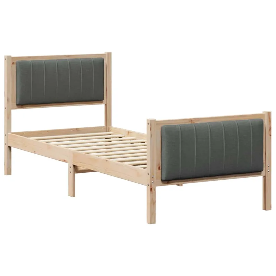 Cadre de lit avec tête de lit marron et gris foncé 80 x 200 cm - 2