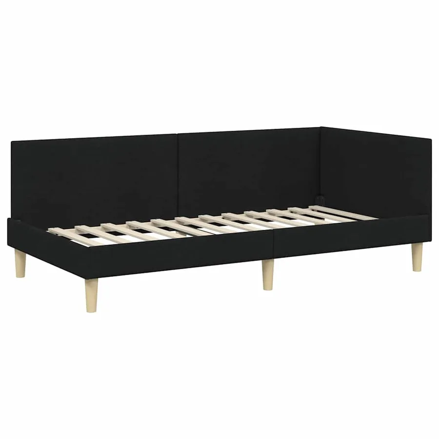 Cadre de lit d'angle Noir 80 cm x 200 cm Tissu et Contreplaqué - 4