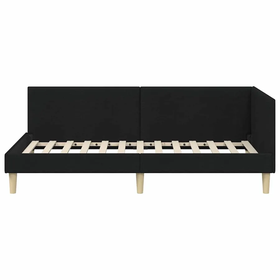 Cadre de lit d'angle Noir 80 cm x 200 cm Tissu et Contreplaqué - 5