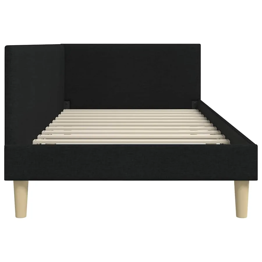 Cadre de lit d'angle Noir 80 cm x 200 cm Tissu et Contreplaqué - 6