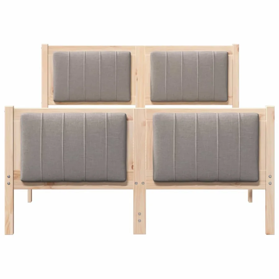 Cadre de lit Marron et taupe 120 x 190 cm Bois massif en pin - 5