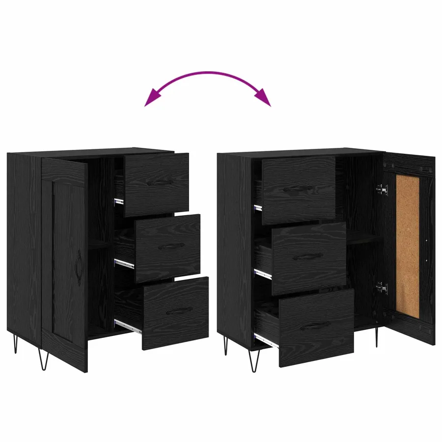 Buffet Chêne Noir 69,5 x 34 x 90 cm Bois d’ingénierie - 10