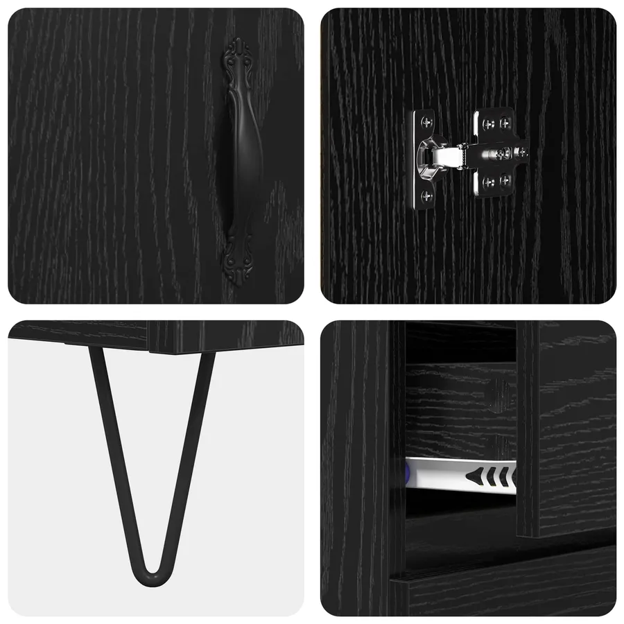 Buffet Chêne Noir 69,5 x 34 x 90 cm Bois d’ingénierie - 9