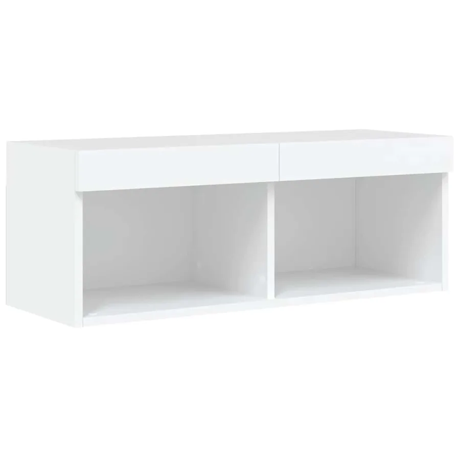 Unités murales TV avec LED 8 pcs blanc bois d'ingénierie - 9