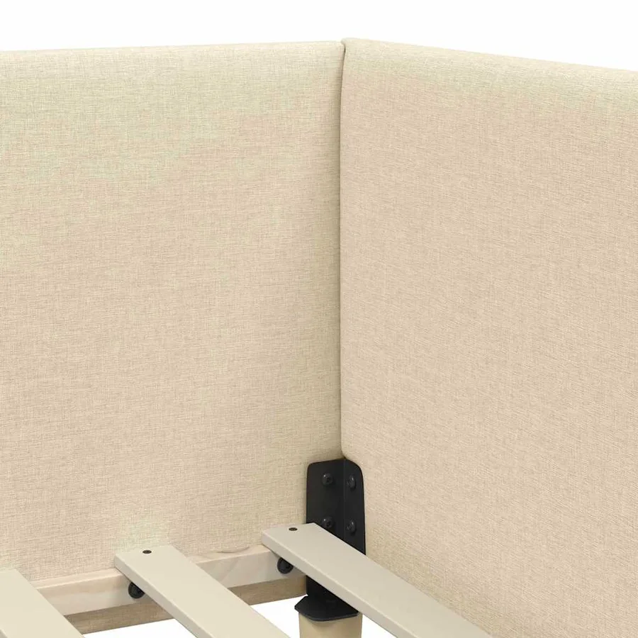 Cadre de lit d'angle avec matelas Autre 2 pcs Crème tissu - 8