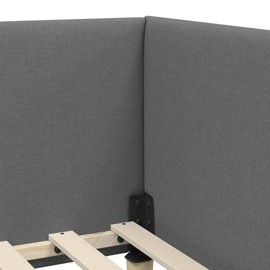 Cadre de lit d'angle avec matelas Autre 2 pcs Gris tissu - 10