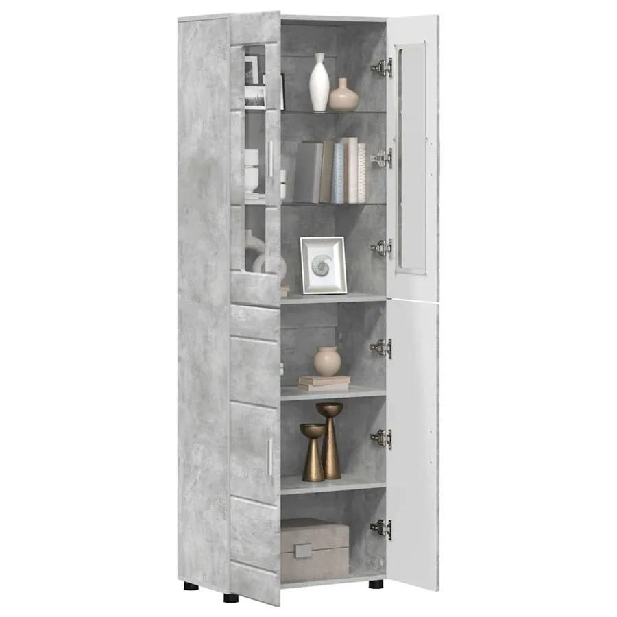 Haut Armoire avec étagère FLORIN Gris béton 60 x 35 x 182 cm - 3