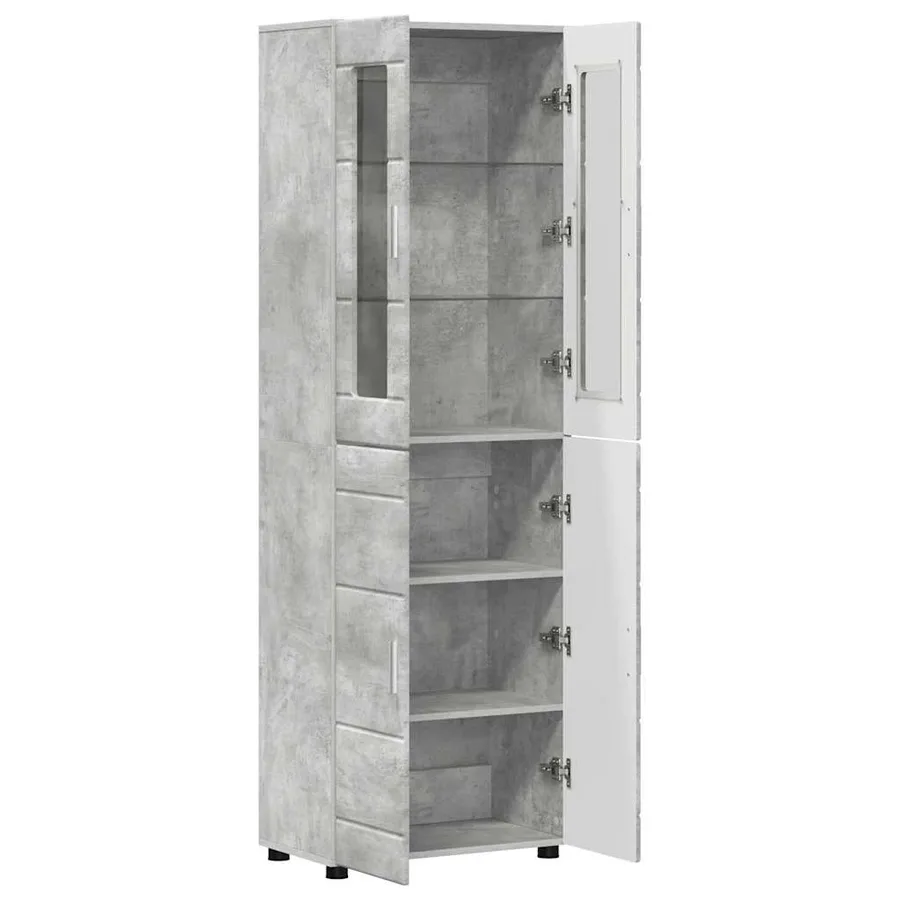 Haut Armoire avec étagère FLORIN Gris béton 60 x 35 x 182 cm - 5