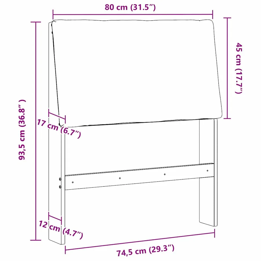 Tête de lit capitonnée Gris clair 80 cm Pin massif - 11