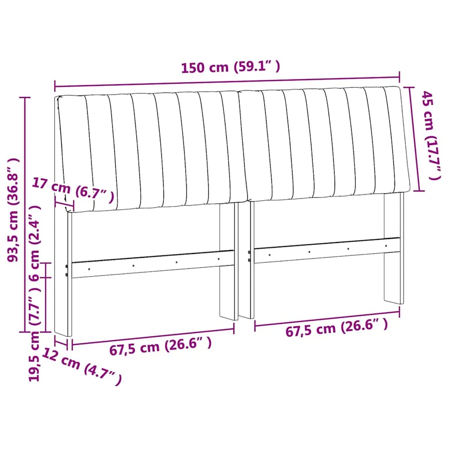 Tête de lit capitonnée Noir 150 cm Pin massif - 11