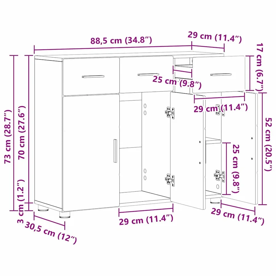 Buffet FLORIN Chêne fumé 88,5 x 30,5 x 73 cm Bois d'ingénierie - 13