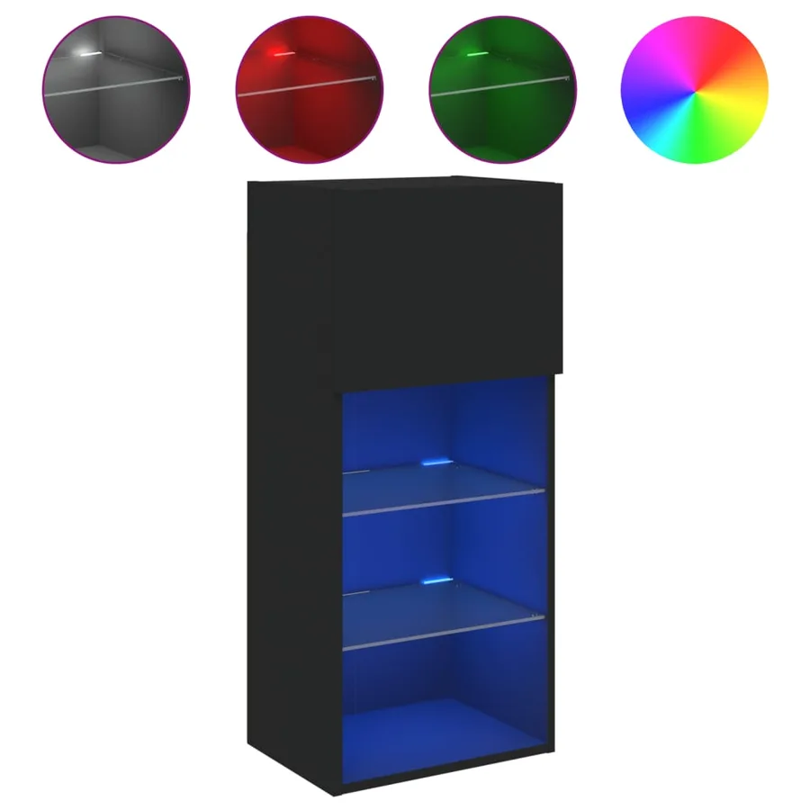 Meuble TV avec lumières LED noir 40,5x30x90 cm - 2