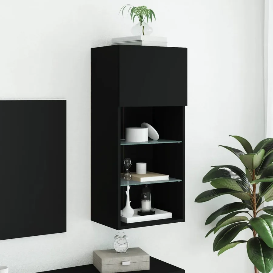 Meuble TV avec lumières LED noir 40,5x30x90 cm - 4