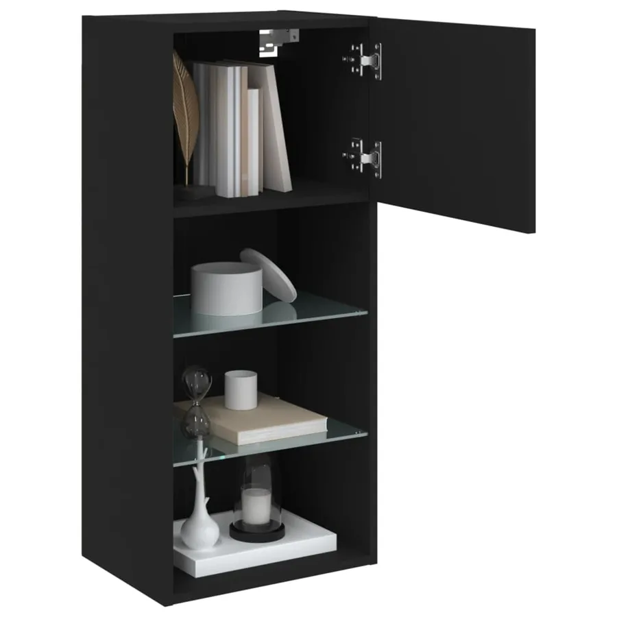 Meuble TV avec lumières LED noir 40,5x30x90 cm - 6