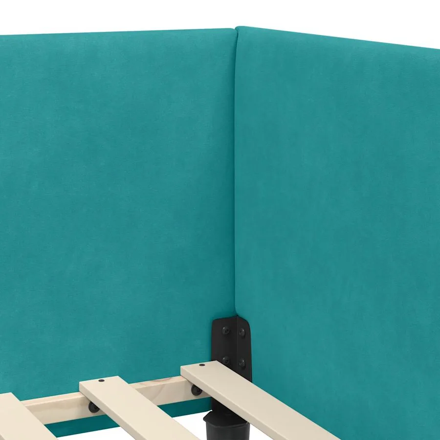 Cadre de lit d'angle avec matelas Autre 2 pcs Turquoise Velours - 10