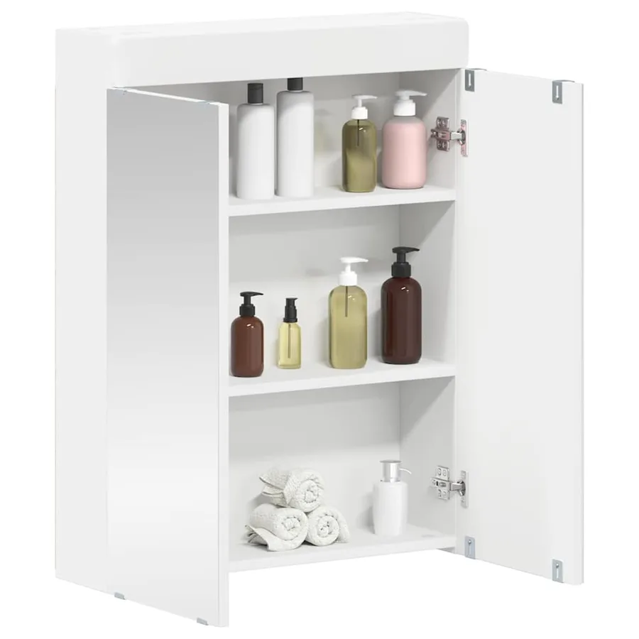 Amoire de salle de bain avec miroir avec étagère TULUM Blanc - 3