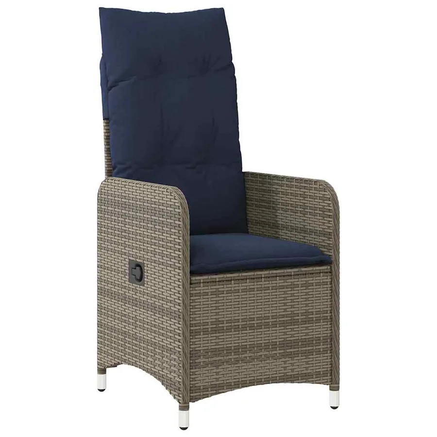 Ensemble table et chaises avec coussin 5 pcs Gris Rotin PE - 6